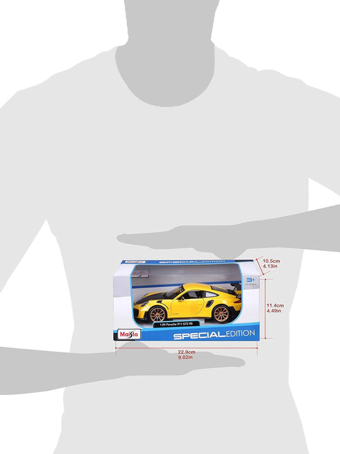 Maisto Porsche 911 GT2 RS Yellow with Carbon Hood and Gold Wheels Special Edition 1/24 Diecast Model Car...