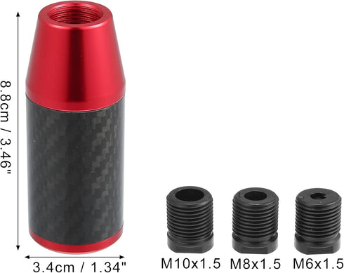 X AUTOHAUX Automatic Manual Gear Stick Shift Knob Transmission Gear Lever Stick Shifter Handle Carbon Fiber Pattern Red...
