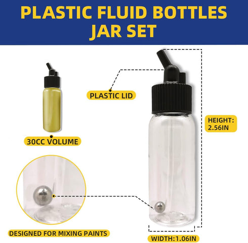 OPHIR Brand Box of 1.06-Ounce, 30ML Plastic Bottles Jars Lid Adapter Dual-Action Siphon Feed Accessories with 10x Rubber Caps, Works with Dual Act...