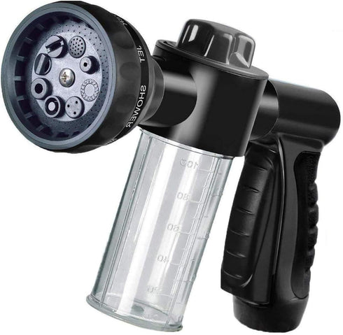 Garden Hose Nozzle Adjustable Hose Spray Nozzle High Pressure 8 Watering Pattern with 3.5Oz Soap Sprayer Power Garden Water Hose Foam Nozzle Spray...