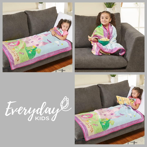 EVERYDAY KIDS Toddler Throw Blanket - 30" by 40" - Princess Storyland - Super Soft, Plush, Warm and Comfortable...