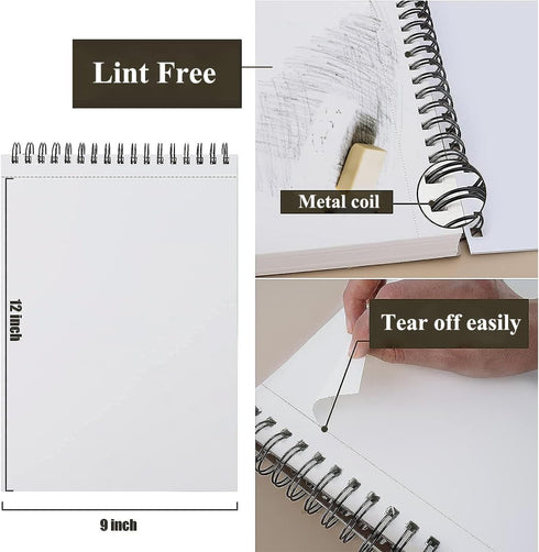 RGBMIX 9"x12" Sketch Book, 1 Pack 100 Sheets Spiral Bound Art Sketchbook, Premium Sketch Paper, Acid Free (68lb/100gsm) Art Sketchbook Artistic Dr...