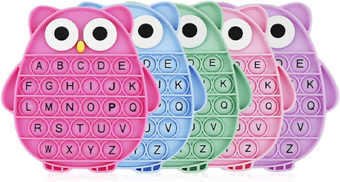 Push Pop Bubble Fidget Sensory Toy, Silicone Stress Relief Popping Toy, ABC Alphabet Owl Shaped Educational Learning Tools for Toddlers Kids Stude...