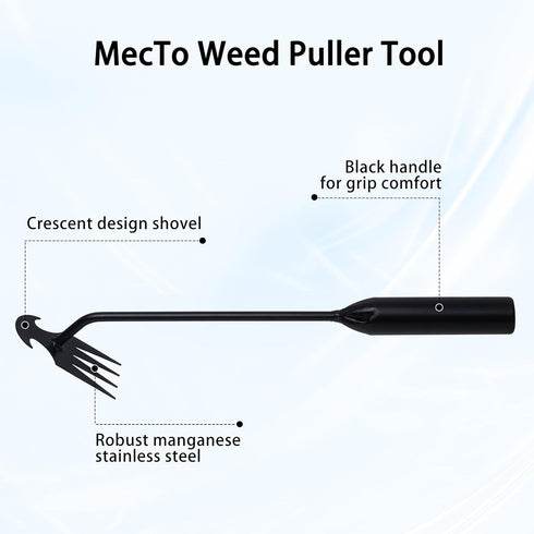 Weed Puller Tool, Uprooting Weeding Tools Gardening with 4 Teeth, Black Steel Manual Weeder Multifunctional Hand Weed Remover Tool for Yard, Farm,...