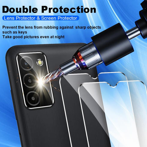 2+2 Pack Tempered Glass Screen Protector for Samsung Galaxy A03S 5G with Camera Lens Protector,Ultra HD, 9H Hardness,Case Friendly...