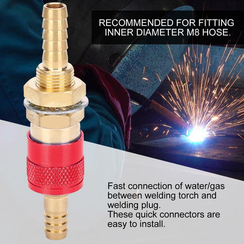 8mm Pair of Water Cooled & Gas Adapter Fitting Quick Connector Set for MIG TIG Welder Torch(Red)...