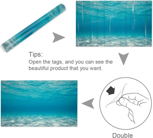 T&H XHome Aquarium Décor Backgrounds Pure Blue Water Pattern Fish Tank Background Aquarium Sticker Wallpaper Decoration Picture PVC Adhesive Poste...