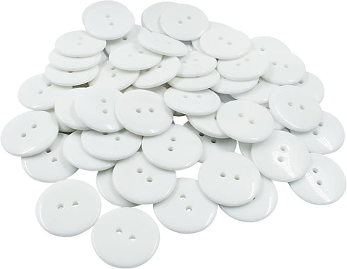 50 Pcs Premium 2-Hole Resin Sewing Buttons - White Round Mixed Buttons for Sewing, DIY, and Holiday Decoration (White)...