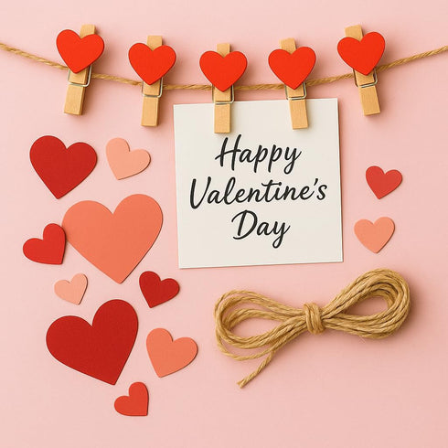 LWR CRAFTS Red Heart Wooden Mini Clothespins 20 Pieces and Jute Cord 8ft...