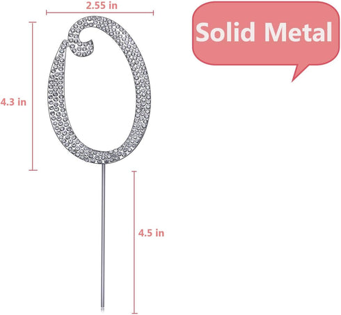 MAGJUCHE Silver 10" Crystal Cake Topper, Number 10 Rhinestones 10th Birthday Cake Topper, Boy or Girl Birthday or 10th Anniversary Party Decoratio...