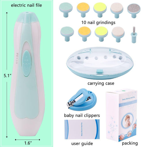 Baby Nail Trimmer Electric Nail File Baby Nail Clippers, Safe Nail Filer Grinder Kit for Newborn Infant Toddler Kids or Adults Toes Fingernails Ca...