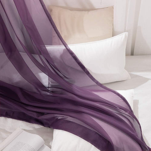 MIULEE 2 Panels Solid Color Plum Purple Sheer Curtains Elegant Grommet Window Voile Panels/Drapes/Treatment for Bedroom Living Room (54X84 Inch?Pl...