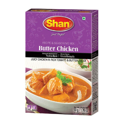 Shan Butter Chicken Recipe and Seasoning Mix 1.76 oz (50g) - Spice Powder for Juicy Chicken in Rich Tomato and Butter Sauce - Suitable for Vegetar...