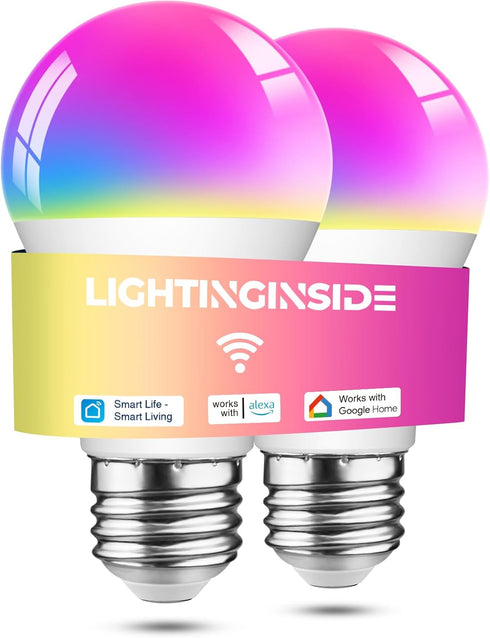 Smart Light Bulbs 60W Equivalent, 800LM 9W WiFi Smart Bulb Compatible with Alexa/Google Assistant, A19 E26 Smart Light Bulb No Hub Required, 2.4GH...