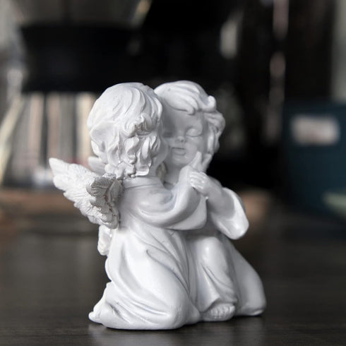 Cherubs Angels Resin Garden Statue Figurine , Adorable Angel Sculpture Memorial Statue, Indoor Outdoor Home Garden Decoration (Kiss Cherub-Right)...
