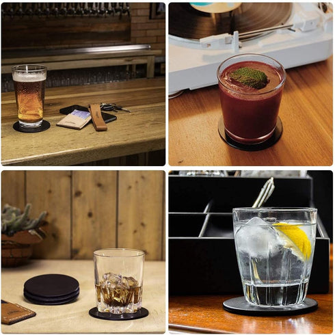 Drink Coasters Set of 6 Leather Coasters Spill Protection for Table Desk,Durable and Non Slip Leather Coaster Perfect for Common Size Glass Coffee...