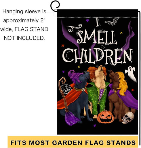 BLKWHT Halloween Decorations Garden Flag 12x18 Vertical Double Sided I Smell Children Sisters Fall Dog Hocus Pocus Decor Burlap Yard Flag BW509...
