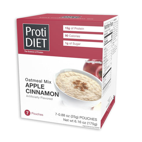 ProtiDIET High Protein Apple Cinnamon Oatmeal - 15g Protein, Sugar Free with Added Fiber - Instant Oatmeal for a Healthy and Nutritious Breakfast,...