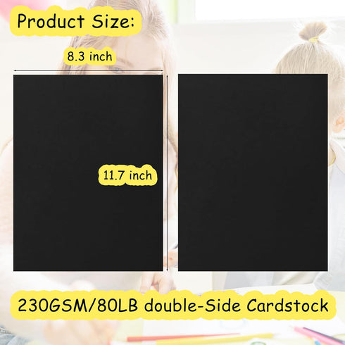 230GSM Black Cardstock Paper, 20 Sheets Black Thick Card Stock for Invitations, Scrapbooking, Crafts, DIY Cards-Making, Graduation Party Decor...