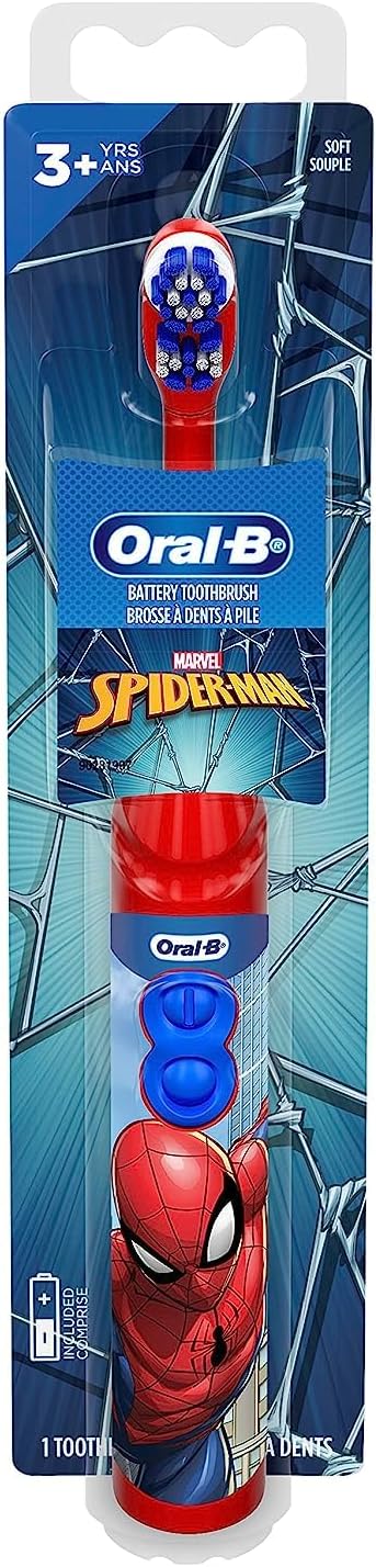 Oral-B Kid's Battery Toothbrush Featuring Marvel's Spiderman, Soft Bristles, for Kids 3+...