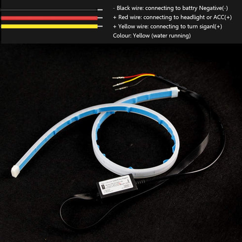 LEADTOPS Flexible LED Strip 2 Pcs 24 Inch Dual Color Headlight Surface Tube White & Amber Daytime Running Waterproof Switchback Sequential Lamp Tu...