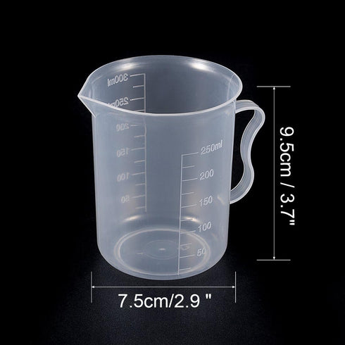 uxcell Measuring Cup 300ml PP Plastic Graduated Beaker Transparent with Handle for Lab Kitchen liquids 3pcs...