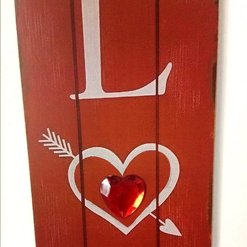 BinaryABC Valentine's Day Wooden Sign Plaque Door Wall Hanging Decorations (Red)...