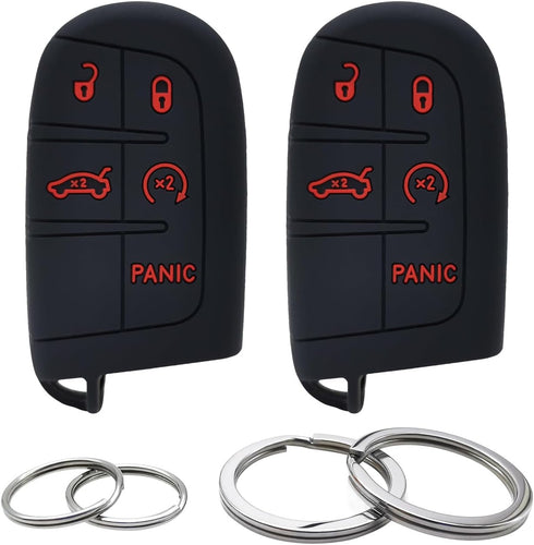 GFDesign 2Pcs Silicone 5 Buttons Key Fob Cover Remote Case Keyless Protector Compatible with Jeep Grand Cherokee Chrysler 300 200 Dodge Charger Ch...