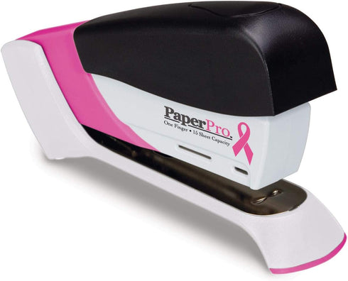 Bostitch Office InCourage Spring-Powered Compact Stapler, BCA Pink (1588), plastic-half strip...