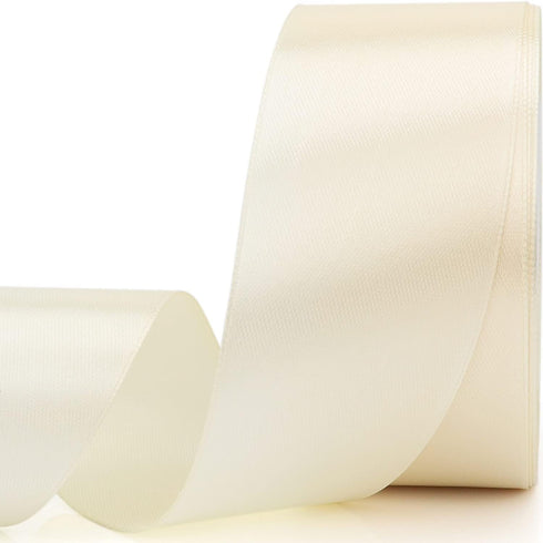 25 Yards 1-1/2 inches Wide Satin Ribbon Suitable for Wedding, Party and Gift Box Packaging Ribbon (Rice White, 1-1/2")...