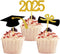 2025 Graduation Cupcake Toppers, 48 PCS Food/Appetizer Picks For Graduation Party Mini Cake Decorations, Diploma, 2025, Grad Cap Set 48 Pieces (01...