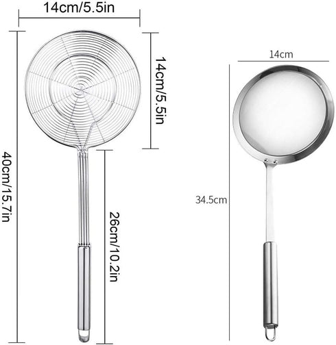 TSongHo Fat Skimmer Spoon Hot Pot Fine Mesh Food Strainer Spider Strainer for Grease Gravy Kitchen Cooking, Stainless Steel...
