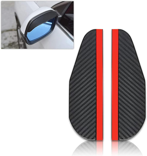 2 PCS Car Rear View Mirror Rainy Eyebrows, 6.85" x 2.28" Carbon Fiber Waterproof Side Mirror Guard, Rainwater Diversion Visor All-weather Protecti...