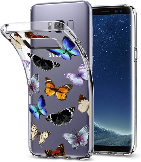 for Galaxy S8 Case, for Samsung S8 Cute Case, Clear Flexible Bumper TPU Soft Rubber Silicone Cover Phone Case for Samsung Galaxy S8 Butterfly...