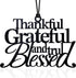Handmade Thankful Grateful Blessed Car Mirror Hanging Decor,Thankful Black Metal Iron Decor Blessed Signs for Car Decor,Gift for Blessed...