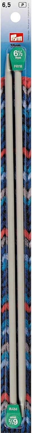 Prym 14" Single Point Aluminum, 6.5mm Knitting Needles, 6.5, Gray 2 Count......