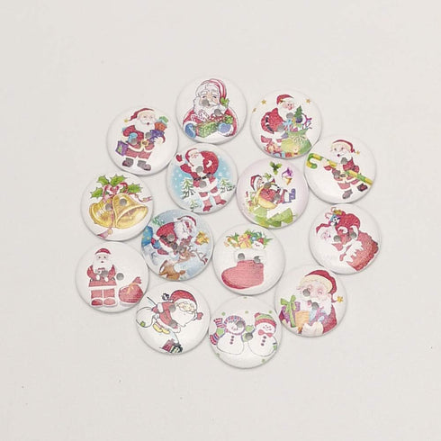 Chenkou Craft 50pcs Santa Claus Jinglebell Deer Merry Christmas Wood Buttons 1" (25mm) Sewing Mix Lots...
