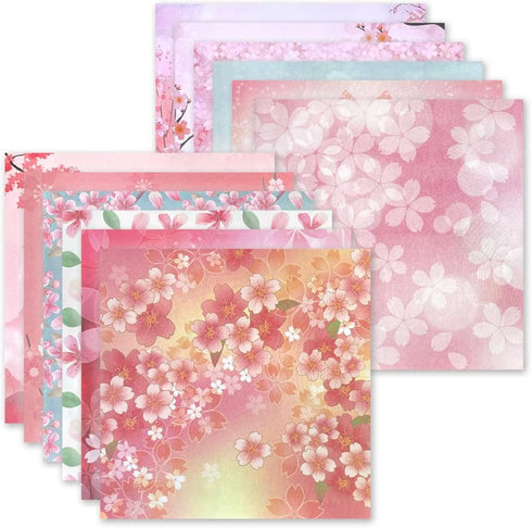 Origami 6x6 Paper Kit 50 Sheets 12 Vivid Colors Double Sided Printed Traditional Patterns Square for Arts Crafts Projects, Japanese Sakuras Flower...