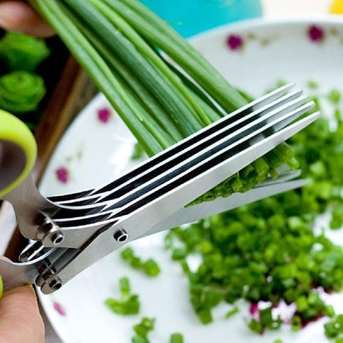 Multi-Layers Kitchen Herb Scissors, 5 Blade Kitchen Shears Scallion Cutter Laver Spices Herb Spice Kitchen Slicer Shredded Scallion Chive Cutter f...