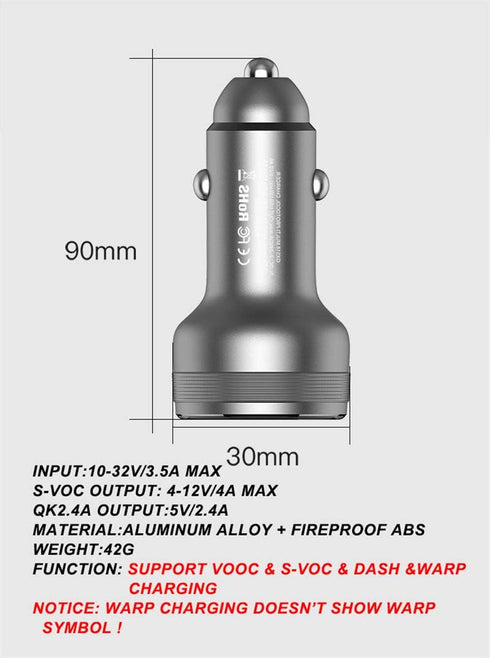 Warp Dash Car Charger for Oneplus 8T/9 Pro/8 7 / 7T Pro / 6T/6/5T/5/3T/3,USB Charging Rapidly Car Charger with 6.5A Warp Charge USB Data Cable for...