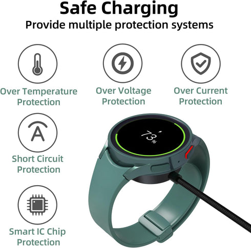 Charger for Samsung Galaxy Watch 6/6 Classic/5/5 Pro/4/4 Classic/3/Active 2 (USB-C)-Upgrade Metal Case Nylon Cable Galaxy Watch Wireless Charger...
