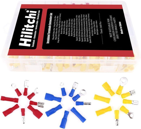 Hilitchi 360 Pcs Assorted Insulated Electrical Electrical Wire Terminals Crimp Connectors Spade Set...