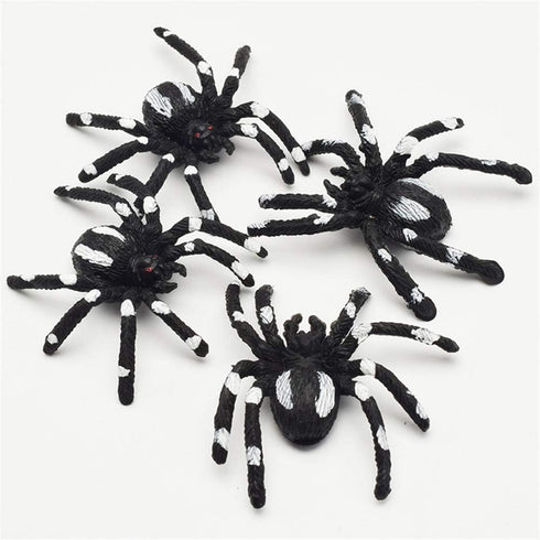 10Pcs/Set Halloween Decorative Spiders Small Plastic Fake Spider Toys Halloween Party Funny Joke Prank Realistic Props (White)...
