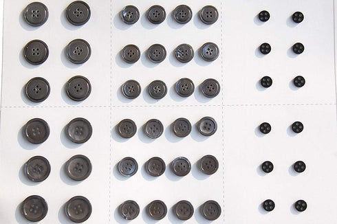 Shell(Mother of Pearl) Button for Suits, Blazers, Coats, Pants, Activity Wears. Dark Grey Color/3 Sizes as 1 Pack(36pcs Shell Buttons+12pcs Inner ...