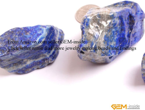 GEM-Inside Natural 25X45MM Blue Lapis Lazuli Stone 3Pcs Freeform Loose Beads for Jewelry Making Jewelry Beading Supplies for Women...