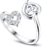 Sllaiss 925 Sterling Silver Heart Ring for Women White Gold Plated Open Adjustable Knuckle Rings Engagement Heart Ring Jewelry Gift For Her...