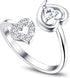 Sllaiss 925 Sterling Silver Heart Ring for Women White Gold Plated Open Adjustable Knuckle Rings Engagement Heart Ring Jewelry Gift For Her...