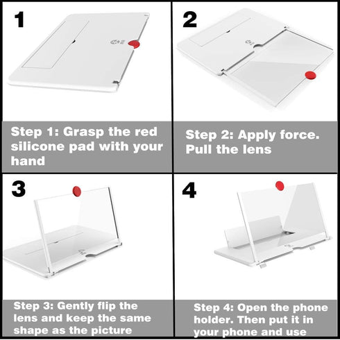 Screen Amplifier Magnifier, New Generation Phone Holder Screen Amplifier, 3D HD Video and Gaming Phone Projector-with Foldable Phone Stand, Suppor...