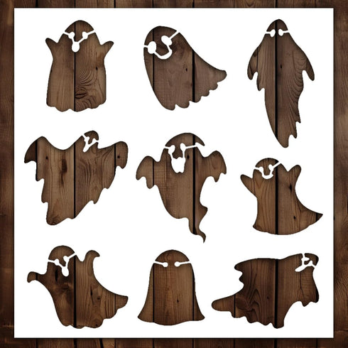Ghost Stencil | Reusable Halloween Horror Kids Children Ghost Stencils for Painting on Wood, Glass, Wall, Rock, Fabric, Walls, Canvas, Glassware, ...