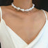 Baroque Pearl Necklace for Women Vintage Pearl Choker Necklace Dainty Irregular Pearl Charm Necklace Chunky Big Pearl Necklace Birthday Wedding Je...